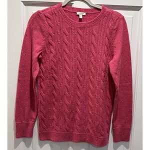 Talbots Petite Pink Confetti Cable Knit Sweater Lightweight Size Petit Small